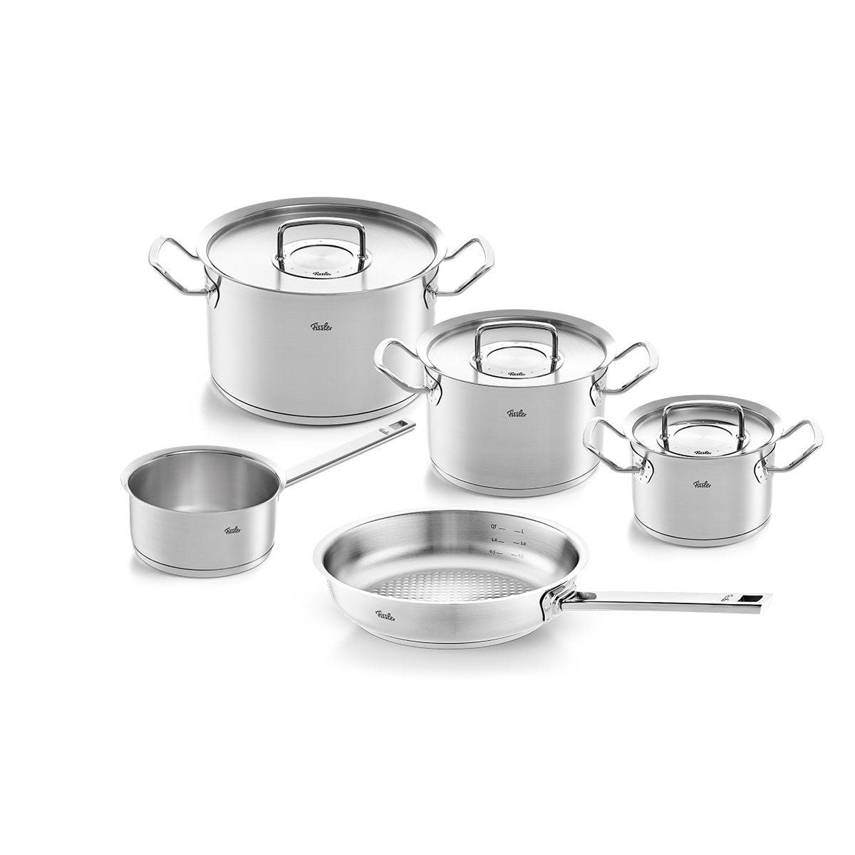 Original-Profi Collection® – 5-teiliges Set aus Kochtöpfen,  Stielkasserolle und Pfanne