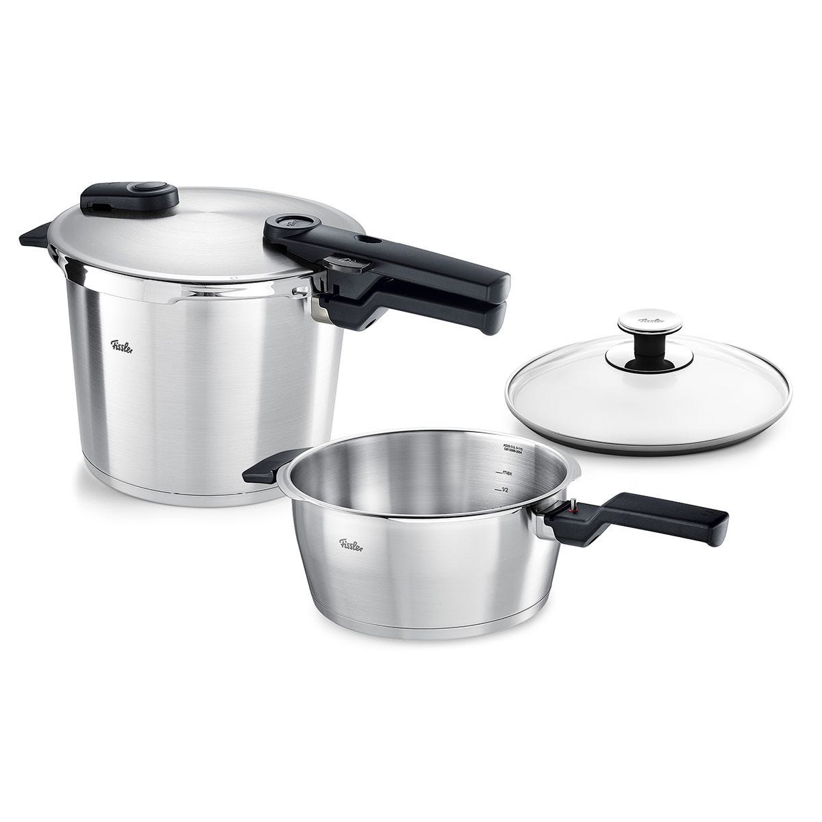 Vitaquick® Premium 3-piece set, 3.7 Quart and 6.3 Quart Pressure Cooker plus Glass Lid
