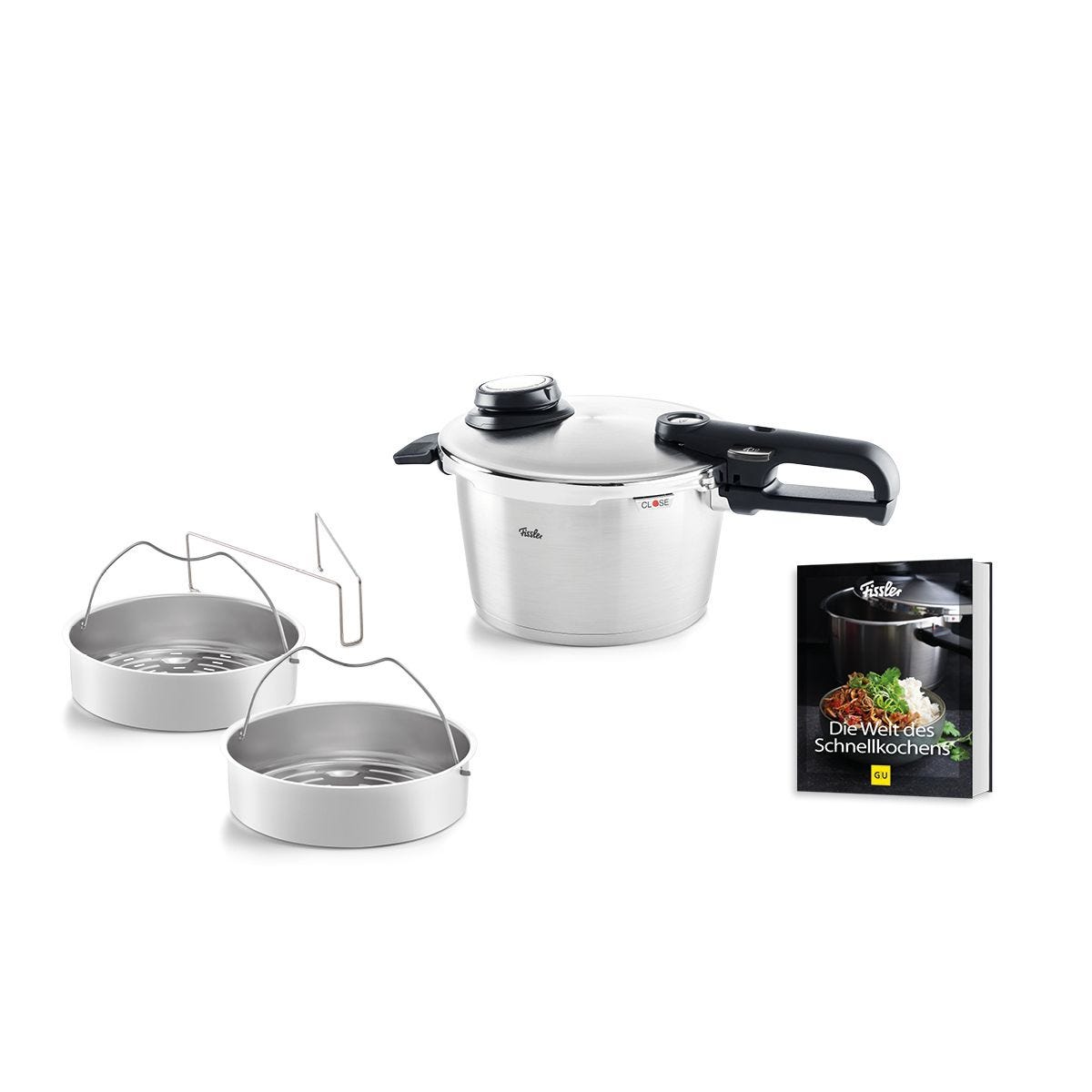 Vitavit® Premium – 2-teiliges Schnellkochtopf Set 4,5l+ SKT Buch