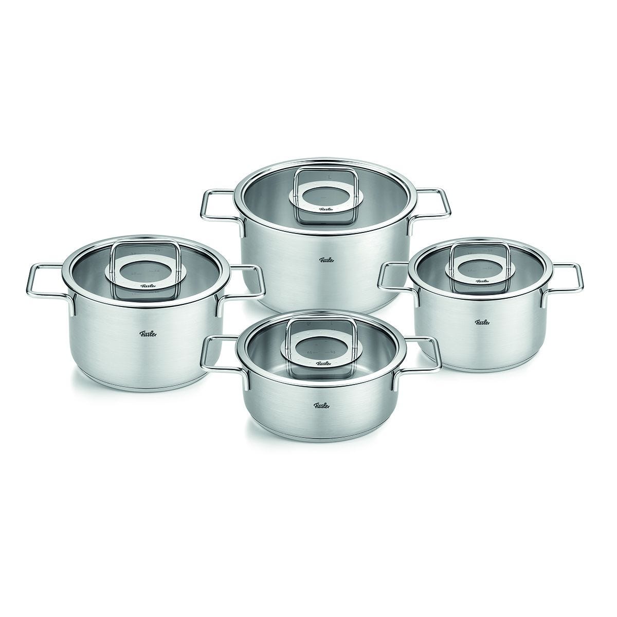 Pure Collection Stainless Steel 9-piece set with glass lids
